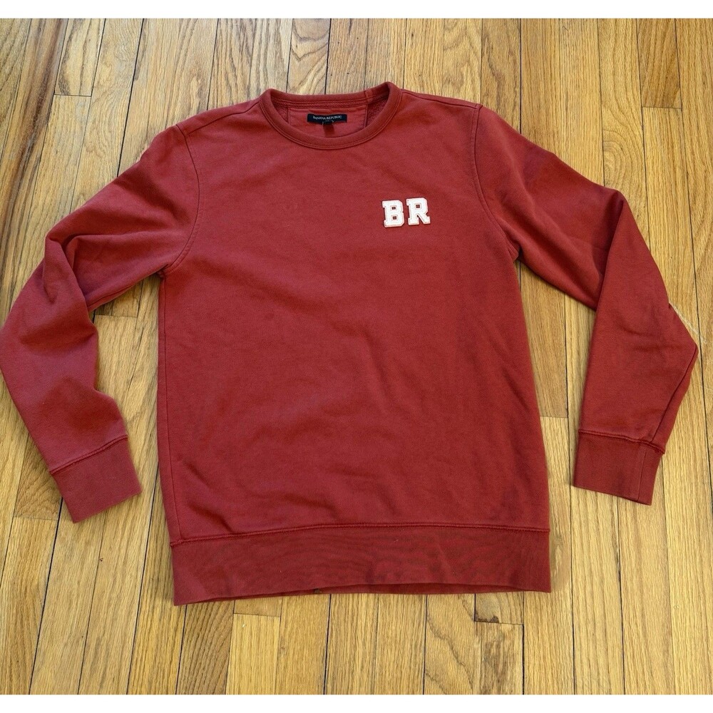 Banana Republic Men's S dark orange crewneck Sweatshirt fall logo school preppy